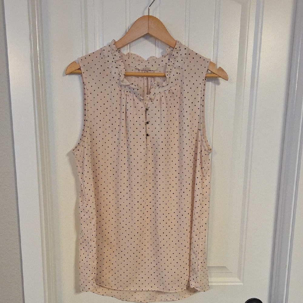 41 Hawthorn Ruffle Neck Polka Dot Blouse - Cream